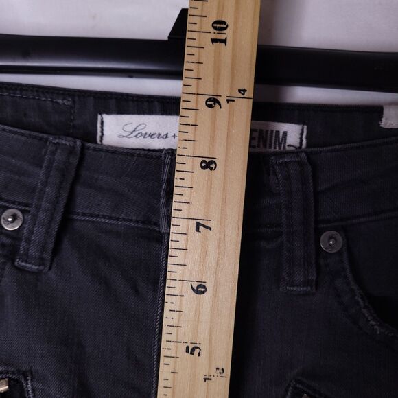 Lovers + Friends Jeans 25 Black Distressed Goth Rockstar - Picture 10 of 12